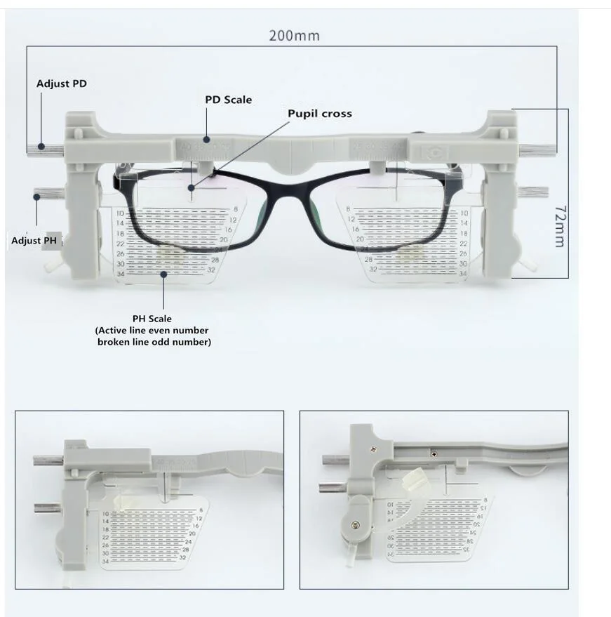 Регулируемый Pupilometer PD и PH ученик высота измеритель расстояния очки правитель оптический инструмент офтальмологических зрение Тесты инструмент