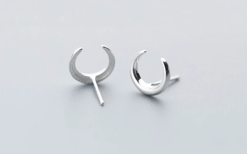 Peri'sbox простые 925 пробы серебряные серьги-гвоздики в форме полумесяца для женщин минималистичные маленькие серьги-гвоздики мини серьги рога
