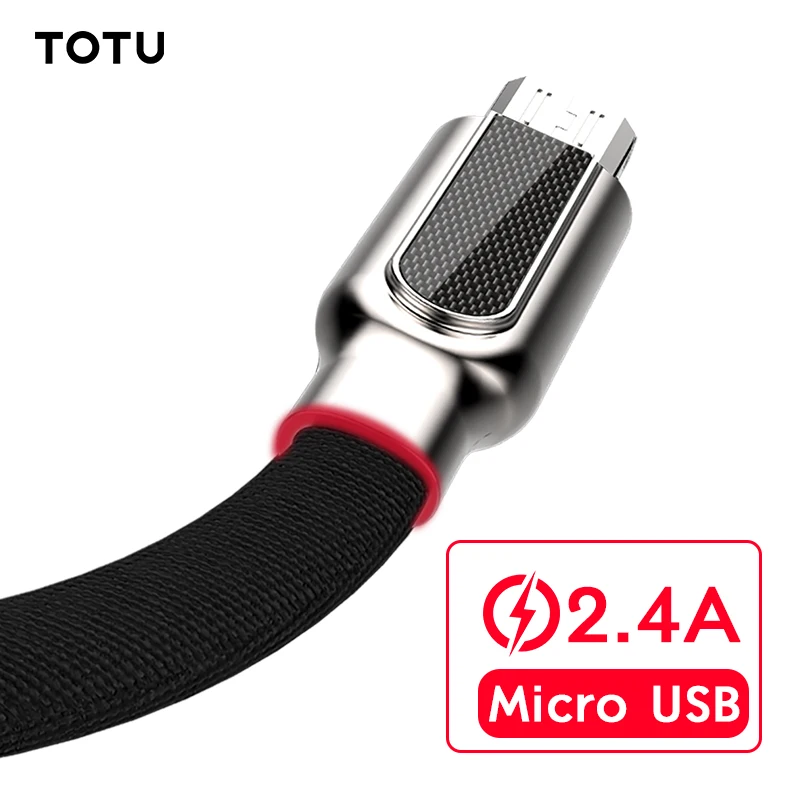 TOTU Cable Micro USB para Samsung Xiaomi Huawei cargador de Cable de datos USB 1 m Cable de carga Microusb móvil Android cable de teléfono