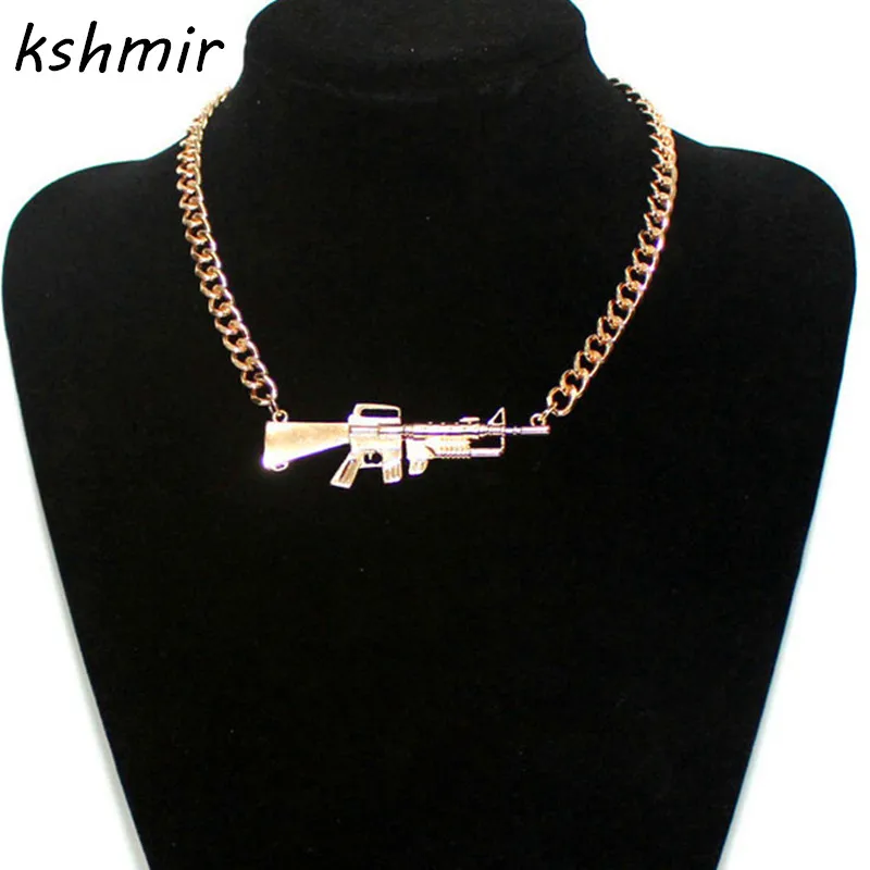 Аксессуары, модное металлическое массивное ожерелье Рианны из пистолета, Женское Ожерелье, популярное Золотое и Серебряное мужское ожерелье