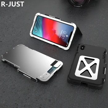 

R-JUST for iPhone XS Max Case Cover Luxury Metal Hard Plastic Hybrid Full Cover Shockproof Armor Flip Phone Case for iPhone XR