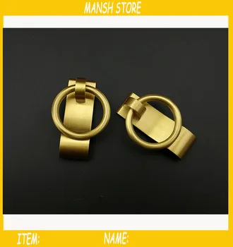 

2 Pieces Brass Cupboard Door Pulls Cabinet Handles Drop Ring Door handle European Style Vintage Handle