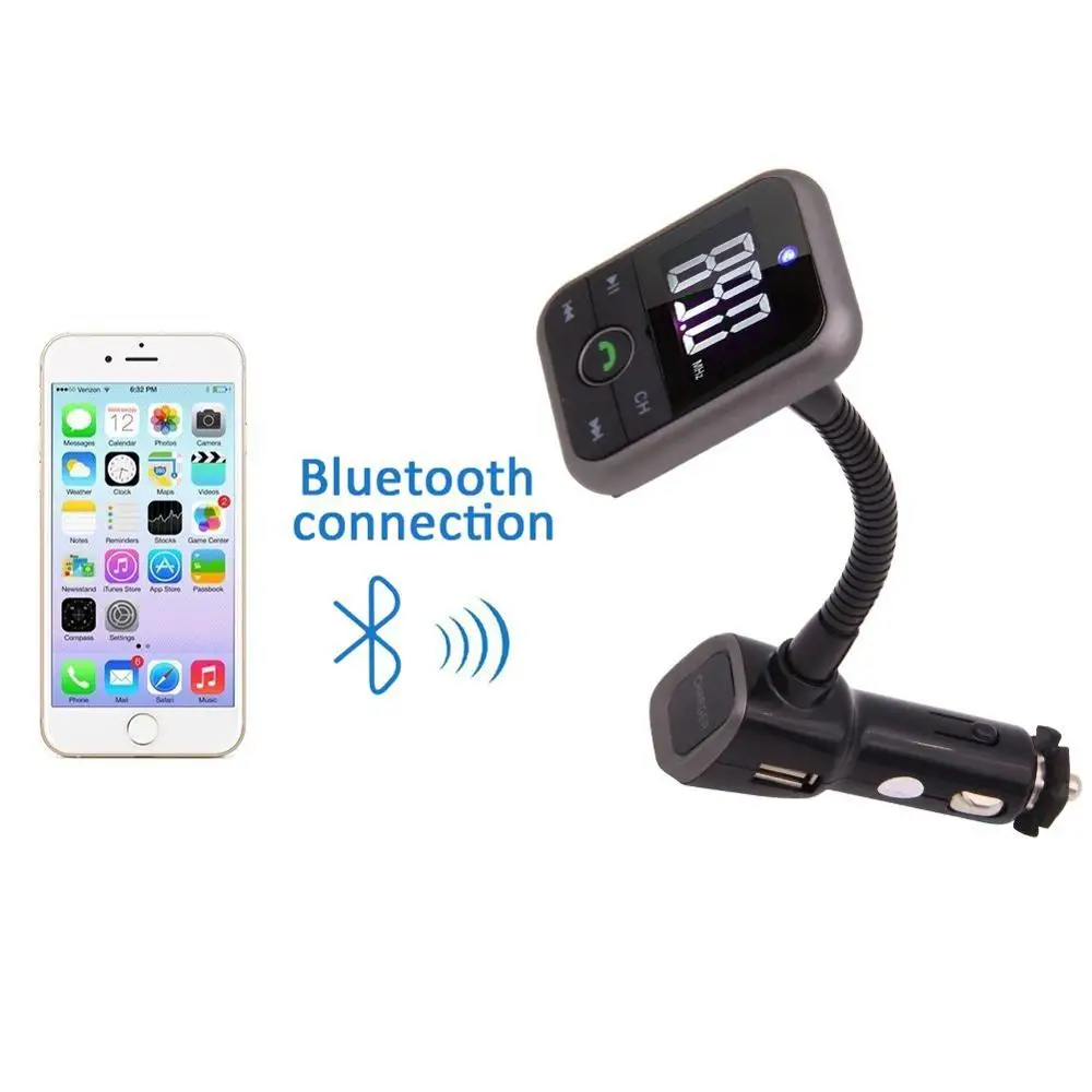 Car Kit MP3 Player Wireless Bluetooth FM Transmitter Radio Adapter Car Charger USB SD Card Reader and Calling Remote Control