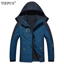TIEPUS, зимняя мужская куртка, толстая, теплая, парка, пальто, куртка, Мужская, водонепроницаемая, 2 шт, набор, повседневная, с капюшоном, пальто размера плюс, L-5XL, 6XL, 8XL