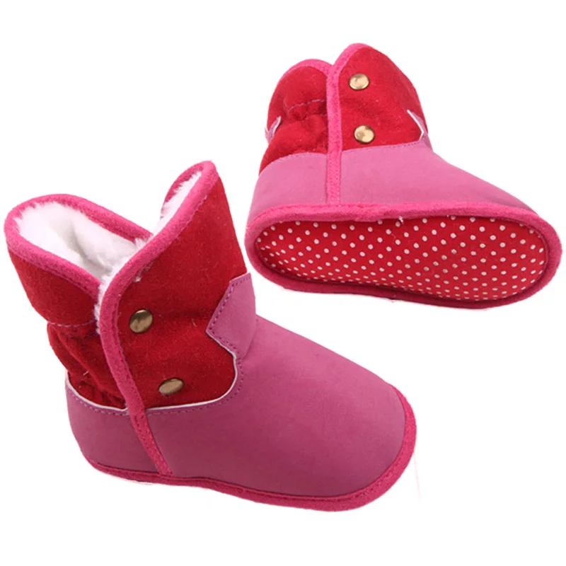 Детские флисовые уличные зимние сапоги для новорожденных; зимняя Нескользящая удобная обувь - Цвет: Красный