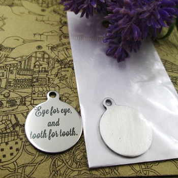 

20pcs--"Eye for eye, and tooth for tooth."stainless steel charm more styles for choosing DIY Charms Bible gold sentence