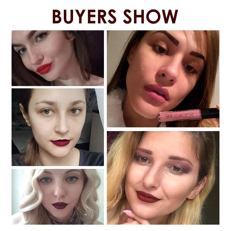 FOCALLURE-Waterproof-Long-lasting-Lip-Gloss-Pigment-Dark-Purple-Black-Red-Velvet-Matte-Liquid-Lipstick-Lot