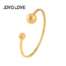 JOVO Топ Мода гибкие две круглые боковые женские браслеты-каффы золотого цвета качественные стальные браслеты для женщин Свадебные ювелирные изделия
