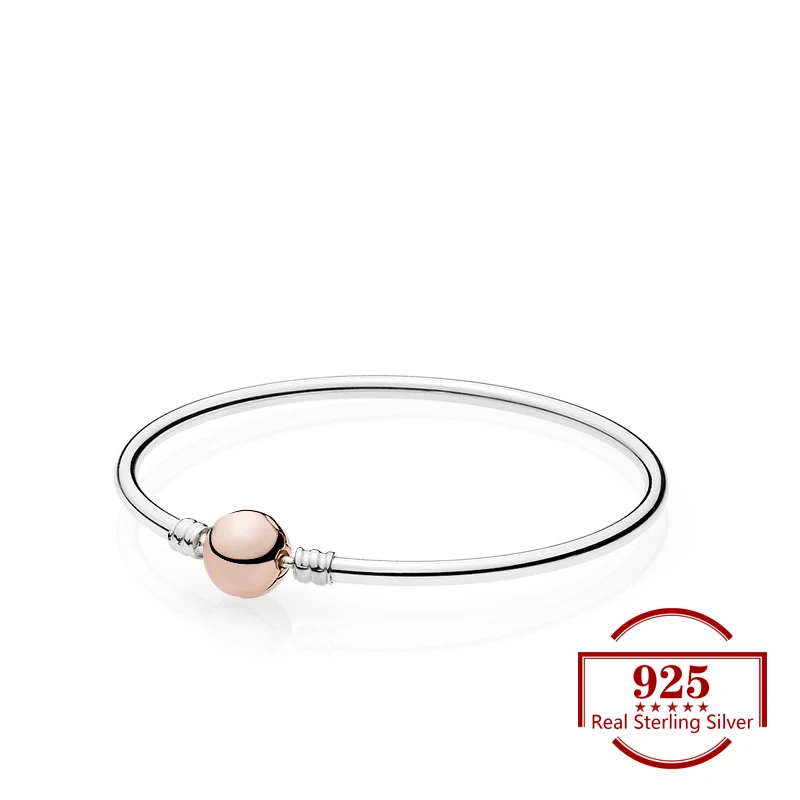 

2019 925 Sterling Silver Rose Gold Round Button Bracelet Trendy Jewelry Fits Charm Bracelet DIY for Women Party Gift