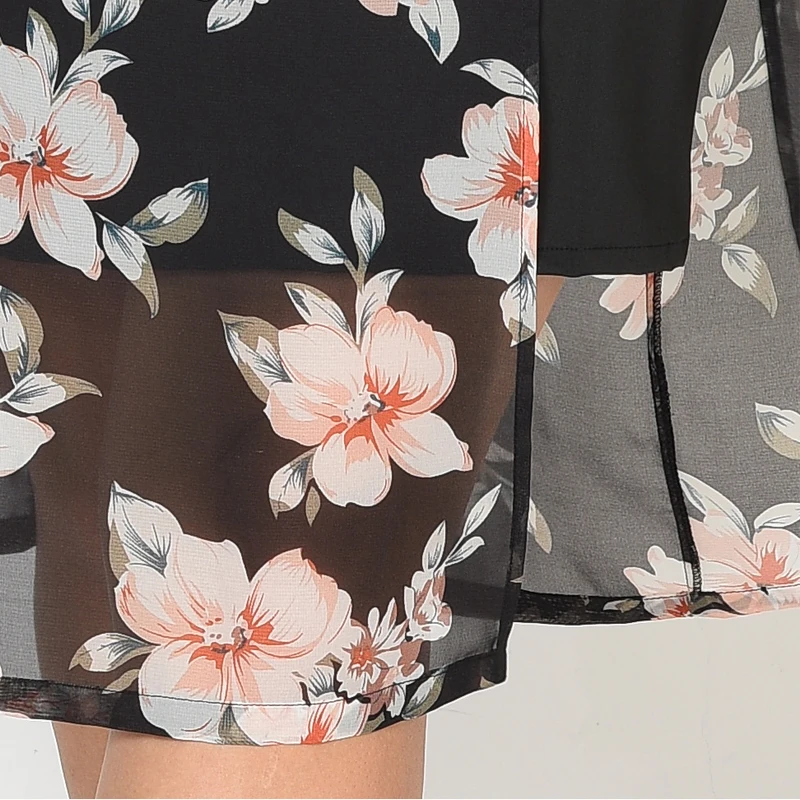 black womens tops and blouses plus size 4xl 5xl 6xl 7xl 8xl Long sleeve see through long Summer Chiffon Floral Print Loose Boho Blouses