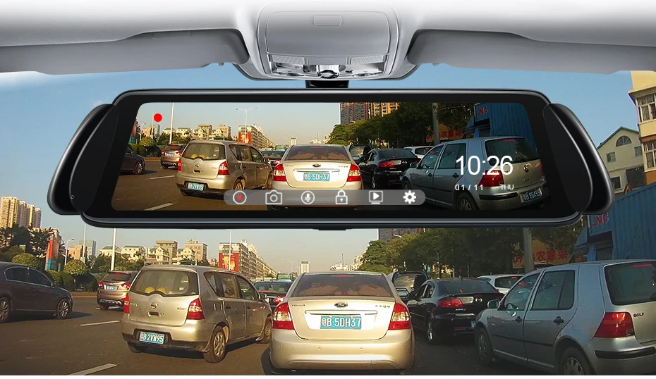Смарт зеркало заднего вида 1" сенсорный экран 4G wifi Автомобильный видеорегистратор Android поток медиа зеркало двойной объектив обратное изображение gps навигация ADAS
