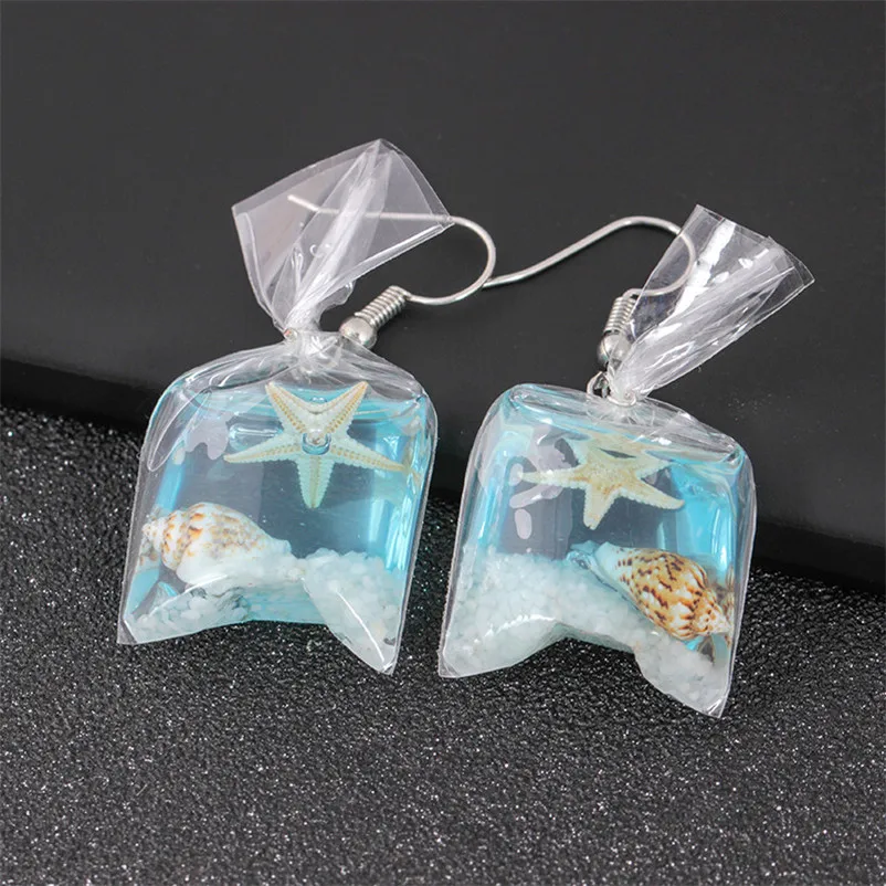 2018 Trendry Earrings for Women Creative transparent conch earrings resin flower ear pendant Jewelry for gift Brincos J05#N (5)