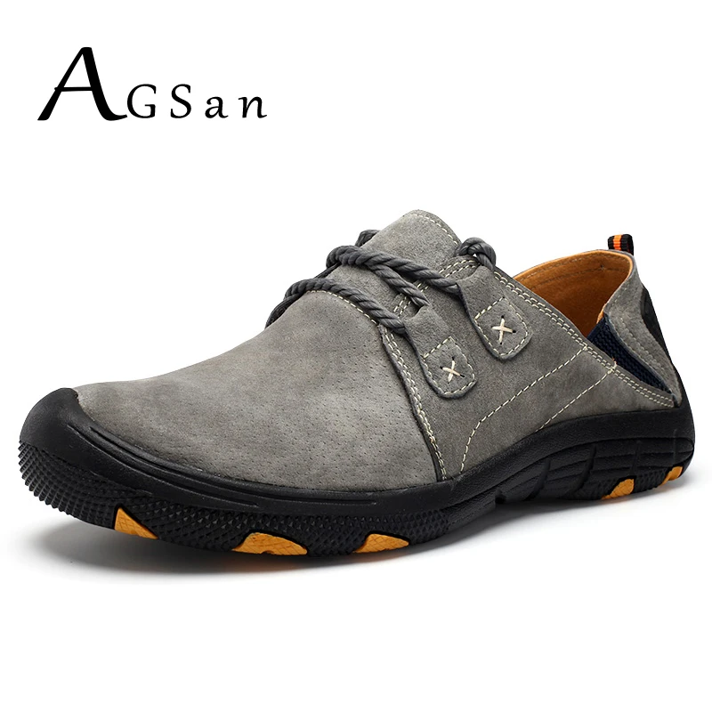 

AGSan Genuine Leather Men Casual Shoes Autumn Winter Men Trainers Big Size 38-48 Hombre Zapatos Krasovki Lace Up Mens Footwear