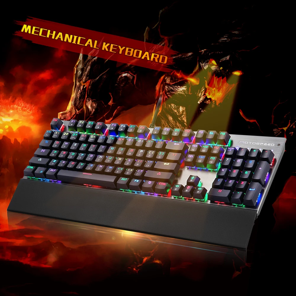 

Motospeed CK108 Wired Mechanical Keyboard Russian Gaming Keyboard with RGB 104 Keys 3 Backlit Modes for Computer teclado mecanio