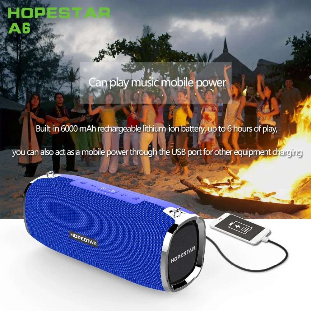 HOPESTAR A6 Bluetooth Speaker Portable Wireless Loudspeaker Soundbar 3D stereo Outdoor Waterproof Big Power Bank 35W