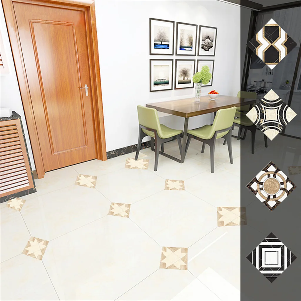 

10 Pcs/Set Retro Ceramic Tile Stickers Self Adhesive Tiles Art Diagonal 3D Floor Sticker Living Room Kitchen Bedroom Decor