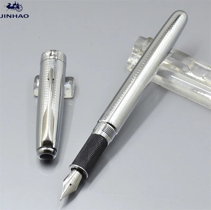 JINHAO Роскошная золотая/серебряная металлическая авторучка/роликовая шариковая ручка канцелярская брендовая чернила для письма ручки подарок - Цвет: Fountain pen