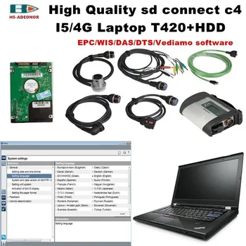 

MB Star C4 obd2 Scanner SD Connector C4 and Laptop i5 4g T420 and With 2020.06V Software HDD Support SCN coding Diagnostic tools