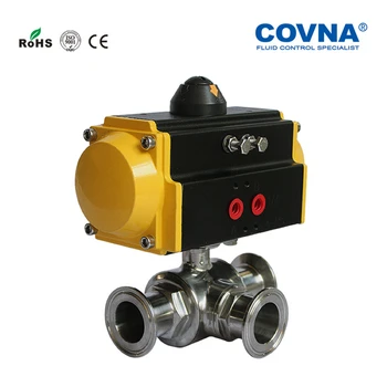 

3 inch Sanitary Pneumatic 3 Ways Ball Valve for Packing Machine Tri-Clamp Pneumatic Clamp Ball Valve Double Acting