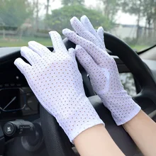 Открытые женские перчатки, модная белая тонкая эластичная перчатка, весенние летние вечерние солнцезащитный крем для вождения, женские кружевные перчатки