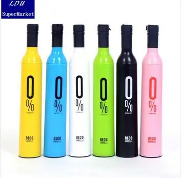 

Free shipping creative wine bottle Umbrella yellow blue black white pink Lovers umbrella ,umbrella, UV umbrella waterproof