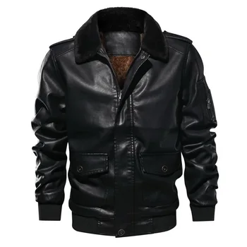 

2018 Winter Men's Faux Leather Jackets Stand Fur Collar Coat Windbreaker PU Leather Warm Male Cool Moto Motorcycle Outerwears