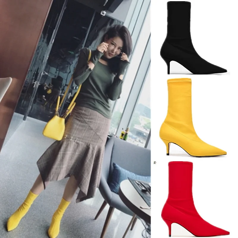 1 El Las Tubo Punto Calcetines Párrafo De Elásticos Señaló 3 2 Con Cortas En Mujeres Botas Mismo Tacón Rojo Neto Stiletto Zapatos Alto Delgados g4Pfnqp