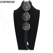 

2018 Female Silver DIY Round Black Leopard Grain Graffiti Color Printing Handmade Soft Leather Cotton Necklace For Present
