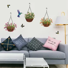 Наклейка s Hummingbird корзина Цветочная индивидуальная Настенная Наклейка 70x50 см клейкая виниловая, на окно автомобиля Хамелеон autocollant fenetre