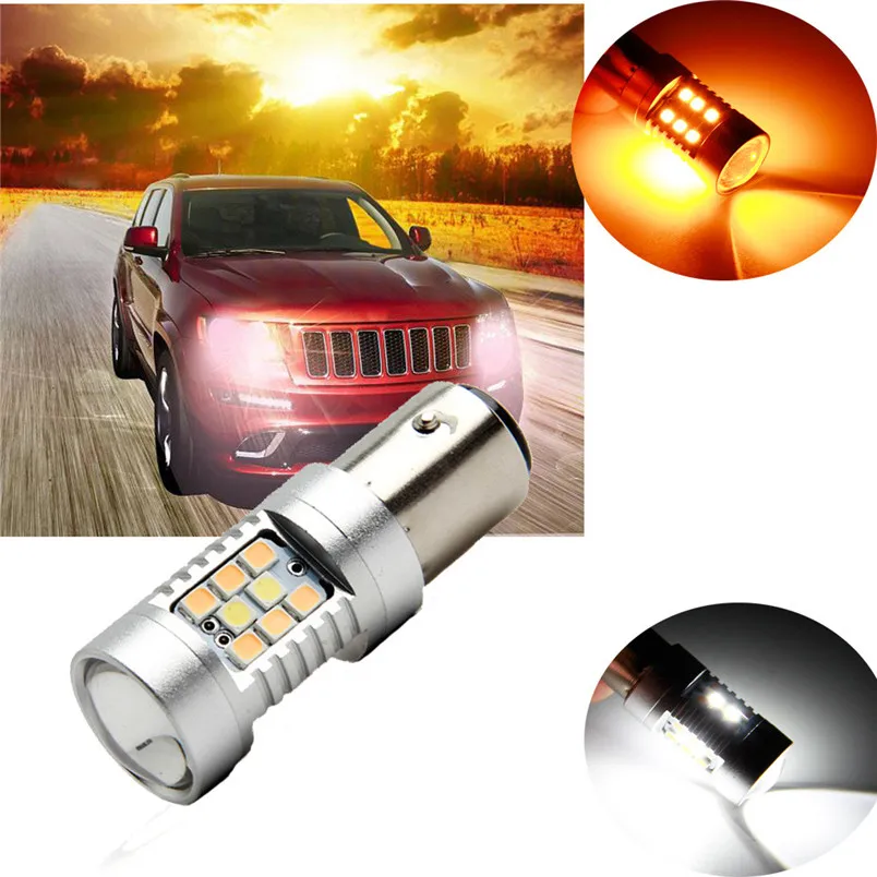 New 1PCS 1157 White/Amber Switchback 28 SMD LED Turn Signal Bulbs 2019