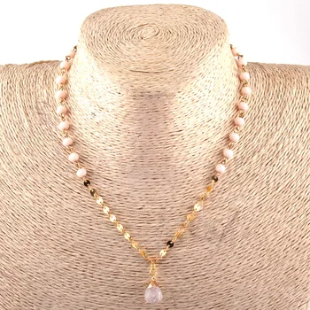 

Free Shipping Fashion Bohemian Tribal Jewelry 6mm Glass Crystal Bead Link Drop Pendant Necklaces