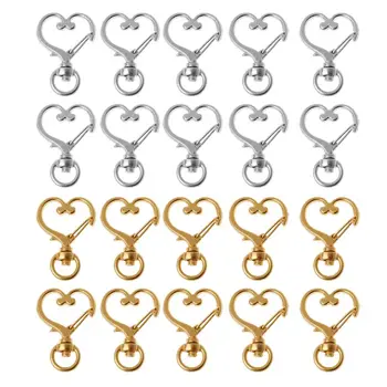 

10Pcs Metal Swivel Lobster Clasp Snap Hook Heart Shape Keychain Jewelry Findings