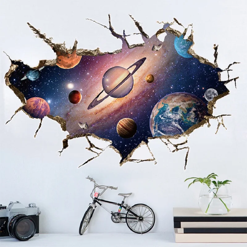 Simanfei Space Galaxy Planets Wall Sticker 2019 Waterproof Vinyl Art Mural Decal Universe Star Wall Paper Kids Room Decorate 1