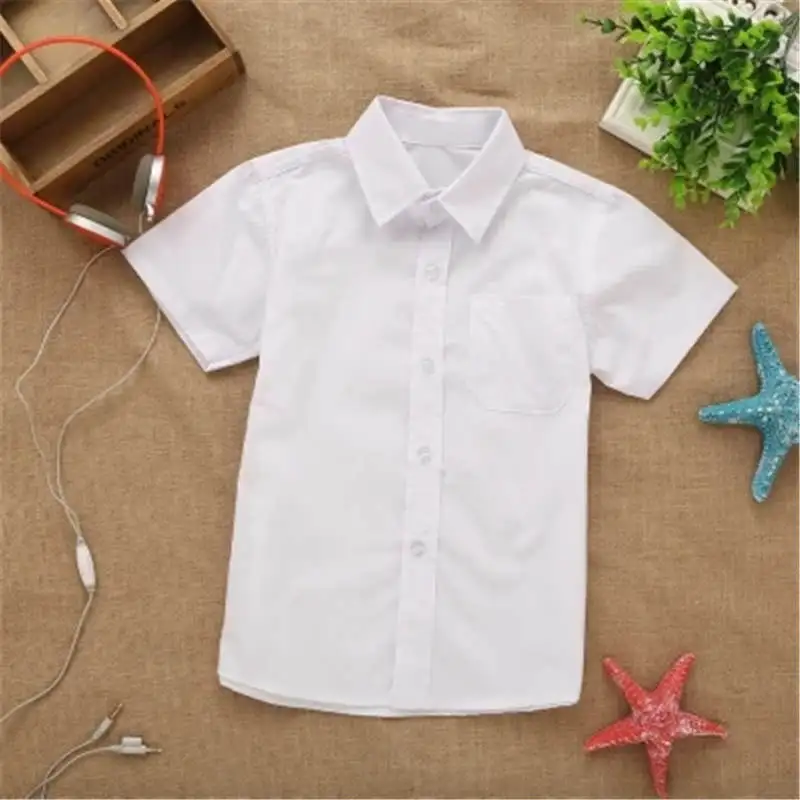 camisa blanca manga corta niño