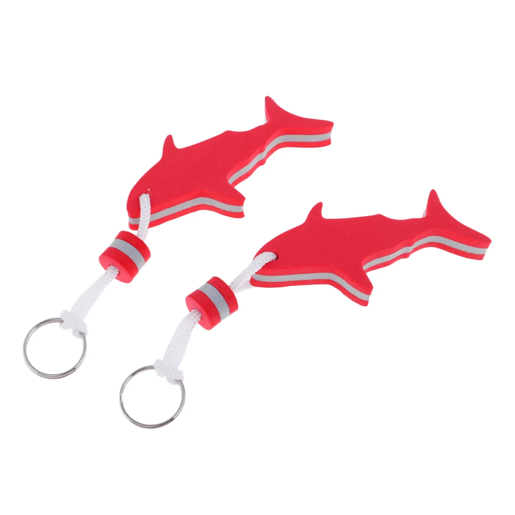 2 Pieces Shark Shaped EVA Foam Floating Keychain Yachting Sailing Swim Surf Boat Fishing Keyring Water Key Float - Choose Colors