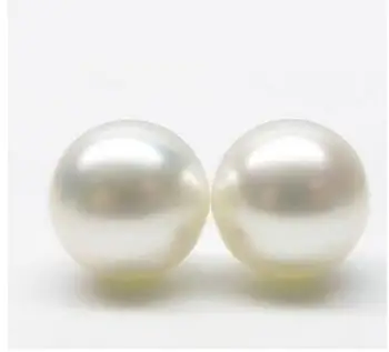 

Noble jewelry 2pcs Luminous Natural White Genuine South Sea Loose Cultured Pearl Half Drilled