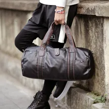 Большая дорожная сумка большой емкости для мужчин ручной Багаж Сумки из искусственной кожи кошелек Бизнес выходные Duffle плеча мессенджер синий черный