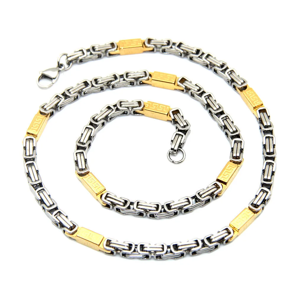 2015 New Fashion punk cool men Gold Silver Tone Stainless Steel lobster clasp 6mm Hot sale Chain Necklace jewelry