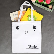 Комплект из 2 предметов: Сумки тканевая сумка для покупок с принтом смайлика хлопковые многоразовые складные сумки-шопперы костюмы для косметики и торговые B001