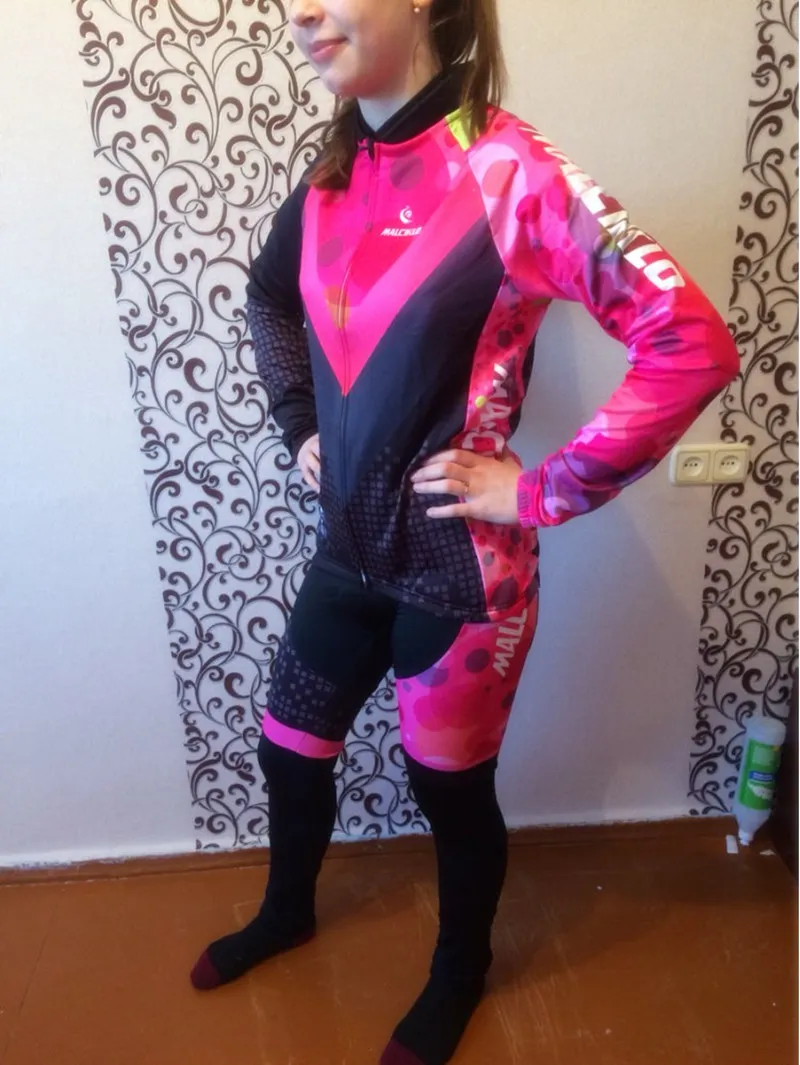 Malciklo Великолепная зимняя велосипедная майка женская одежда для велоспорта с длинным рукавом флисовая одежда для велоспорта Ropa Ciclismo Invierno