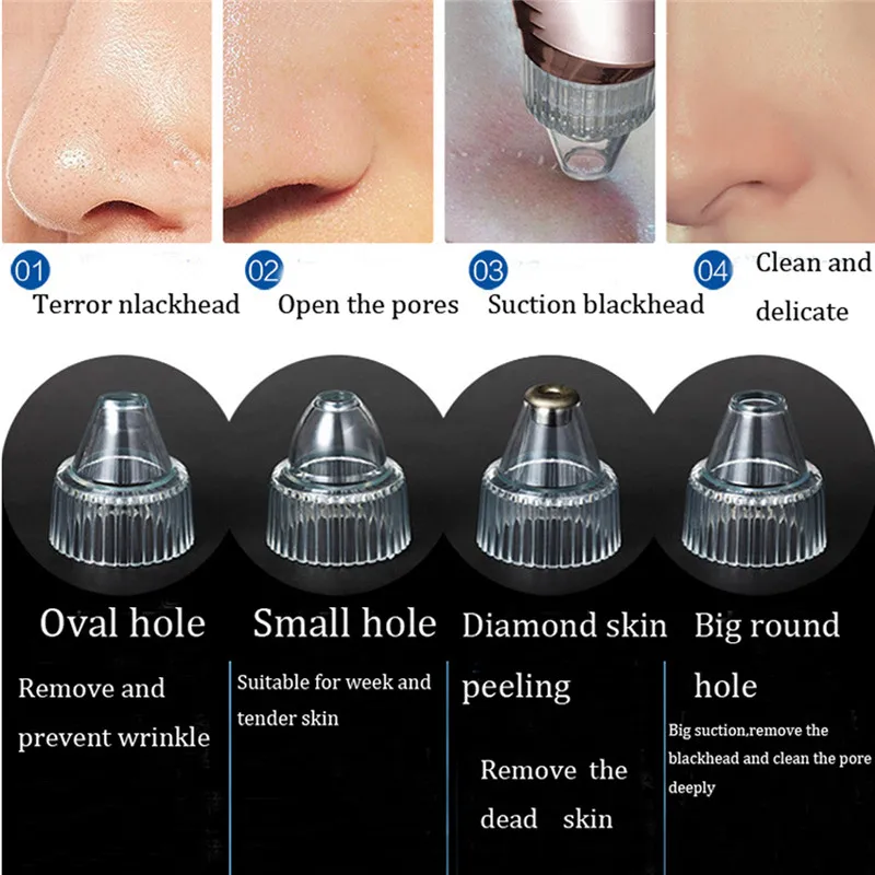 Máquina de Sucção a Vácuo Dispositivo de Massagem Removedor de Pele Morta da Pele Facial Elétrica Utiliza Pore Cleaner Cravo Acne Massagem Limpo 25 Utensílios de cuidado facial