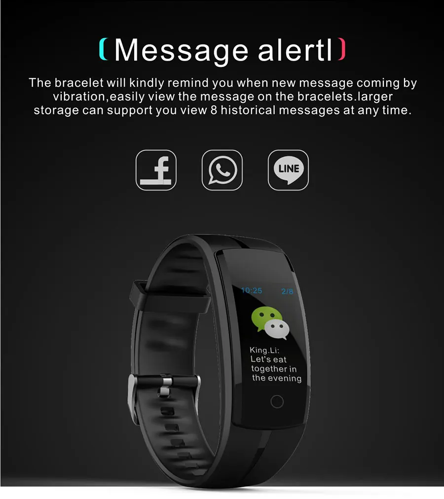 BOAMIGO Black Smart Watches LED Display Unisex Bracelet Sports Wristband Message Reminder Bluetooth Camera for IOS Android Phone (13)
