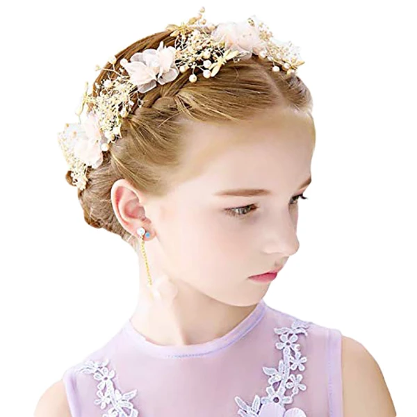 Цветочный свадебный головной убор принцессы, повязка на голову с сушеным цветком, тиара стрекозы, аксессуары для волос для женщин и девочек, свадебная повязка
