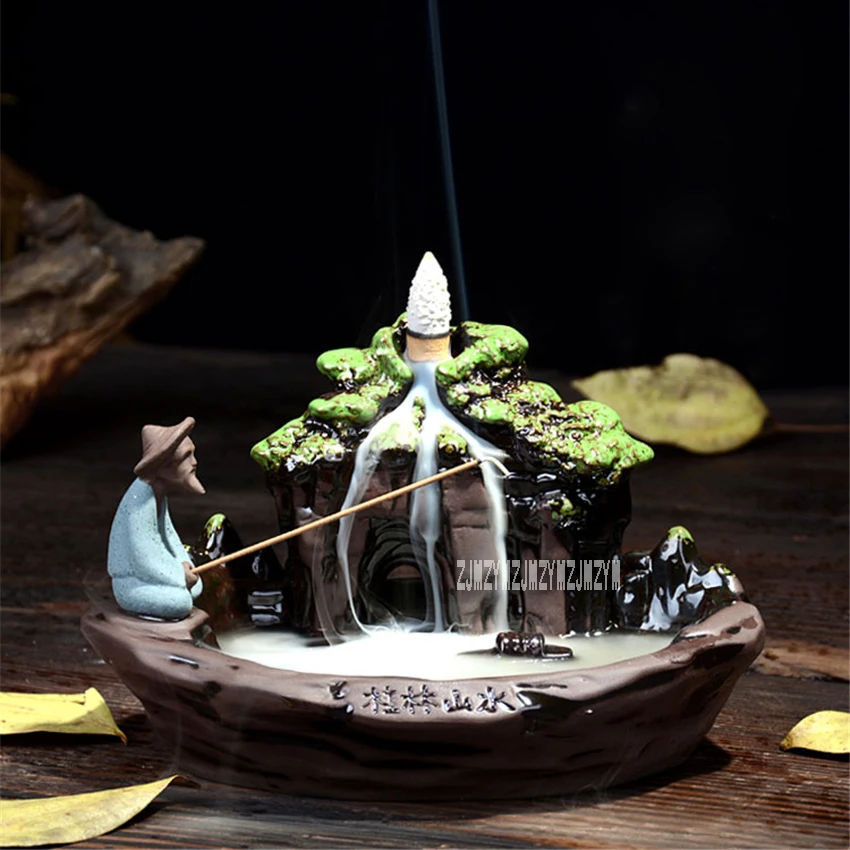 

New Creative Backflow Incense Burner dlxl066 Home Decoration Ceramic Incense Burner Aromatherapy Furnace + 60Pcs Incense Cones