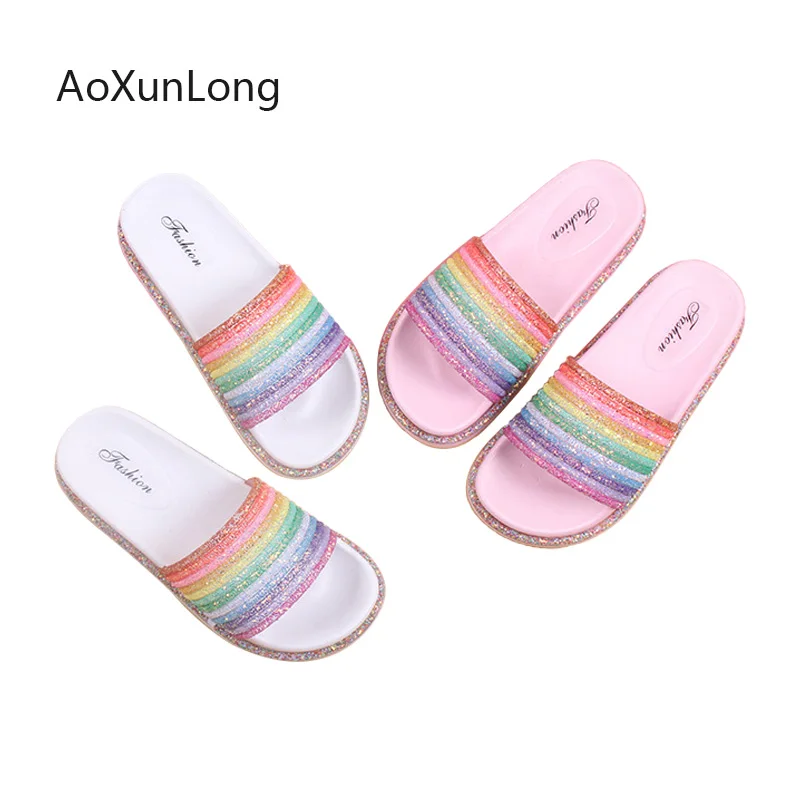 rainbow shoes flip flops