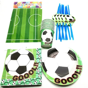 

81Pcs Football Theme Kids Girl Favor Birthday Party Paper Disposable Cup+Plate+Napkin+Straw+Tablecloth Decoration Supplies