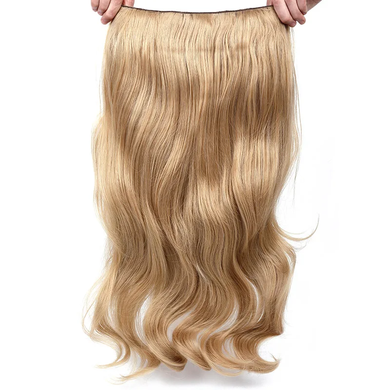 Hair-Extensions Braiding Wavy Curly-Hair Clip-In One-Piece Natural Synthetic 190g 24inch