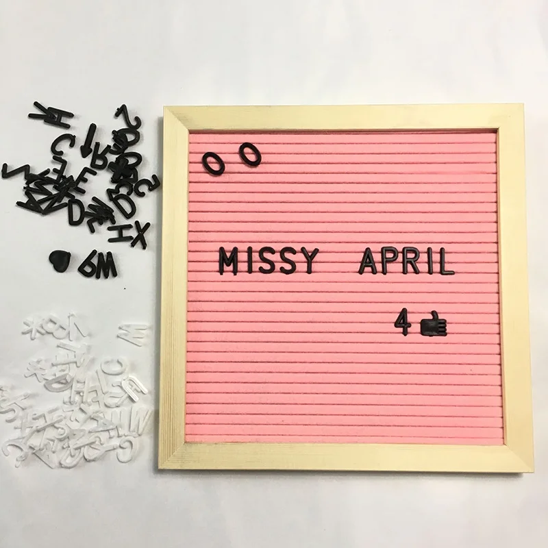 Felt Letter Board Wooden Frame Changeable Symbols Numbers Characters Message Boards for Home Office HG99