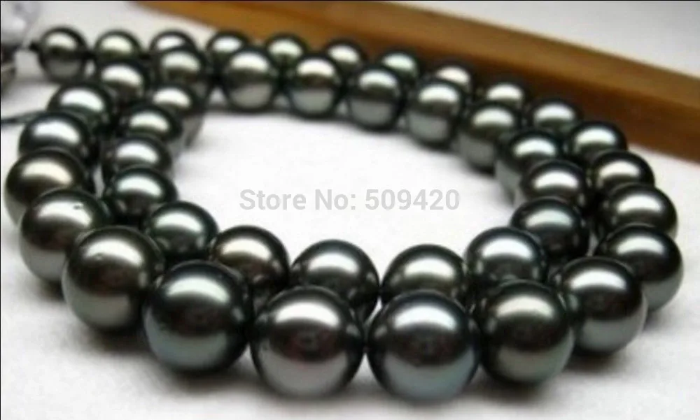 

Free Shipping ~~ 18'' 11-12MM TAHITIAN GENUINE BLACK PEARL NECKLACE 14KGP
