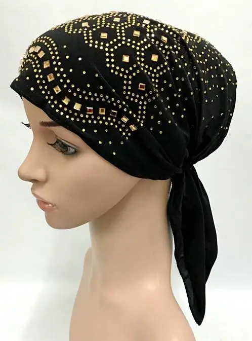 Muslim Inner Hijab Cap Women's Headwear Underscarf Islamic Head Wrap Hat Bonnet - Цвет: black